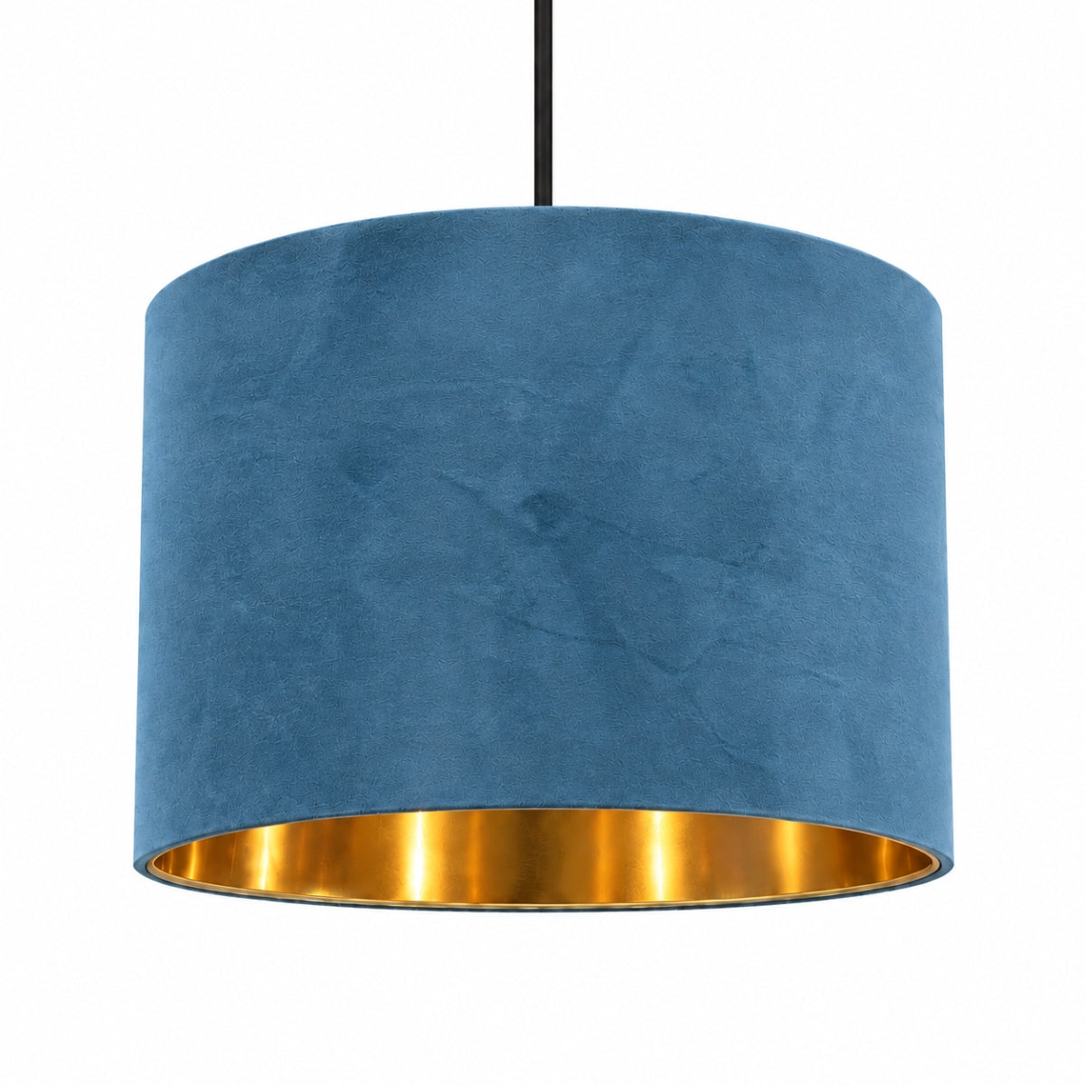 CGC NILA Luxury Teal Velvet & Gold Inner Round Pendant Drum Lamp Shade