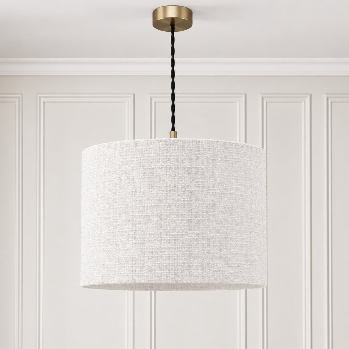CGC Messina White Luxury Detailed Cotton 30cm Drum Lampshade