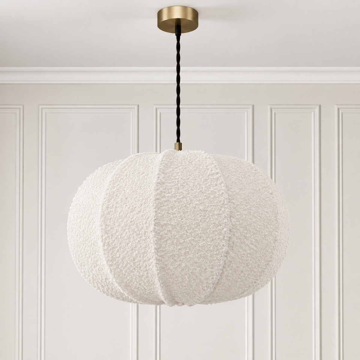 CGC Zita Large Oval Cream Soft Boucle Fabric Lampshade