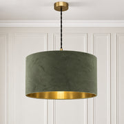 CGC MILANO Olive Green & Gold Oversized Large Velvet Fabric Lamp Shade
