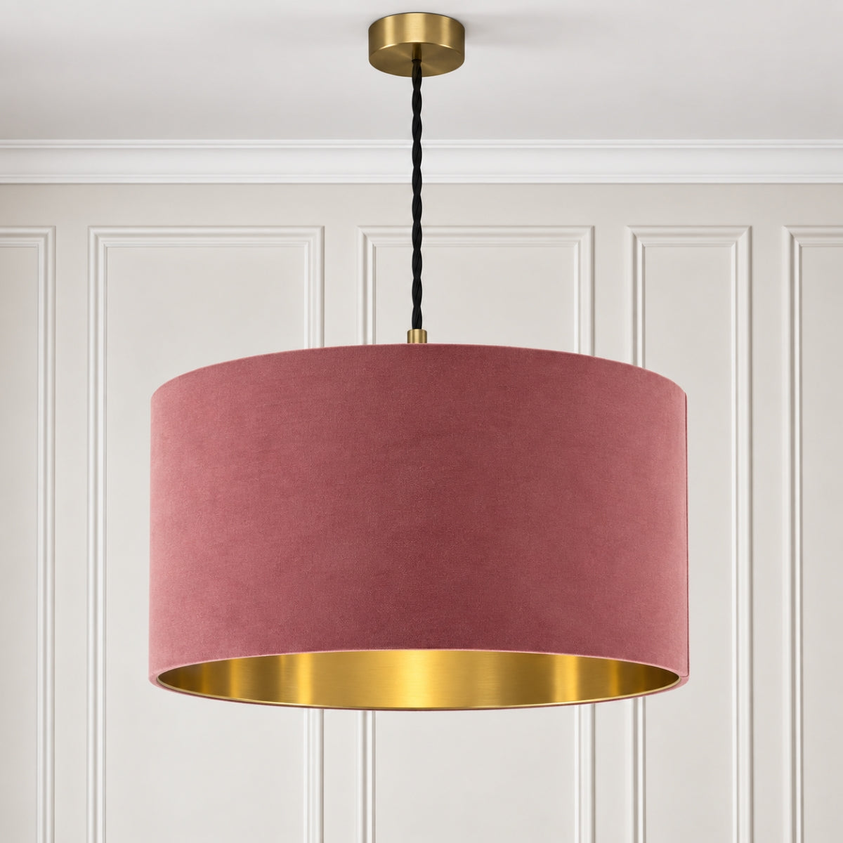 CGC MILANO Mauve & Gold Oversized Large Velvet Fabric Lamp Shade