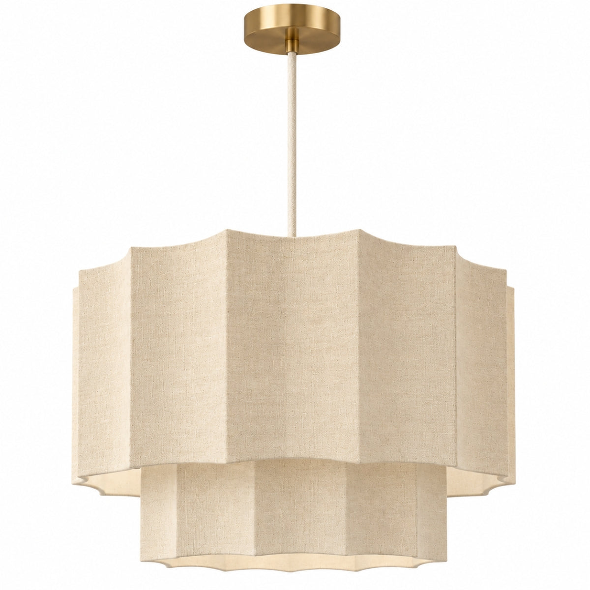 CGC Catalina Extra Large 52cm Oatmeal Linen Two Tier Inverted Scallop Lampshade