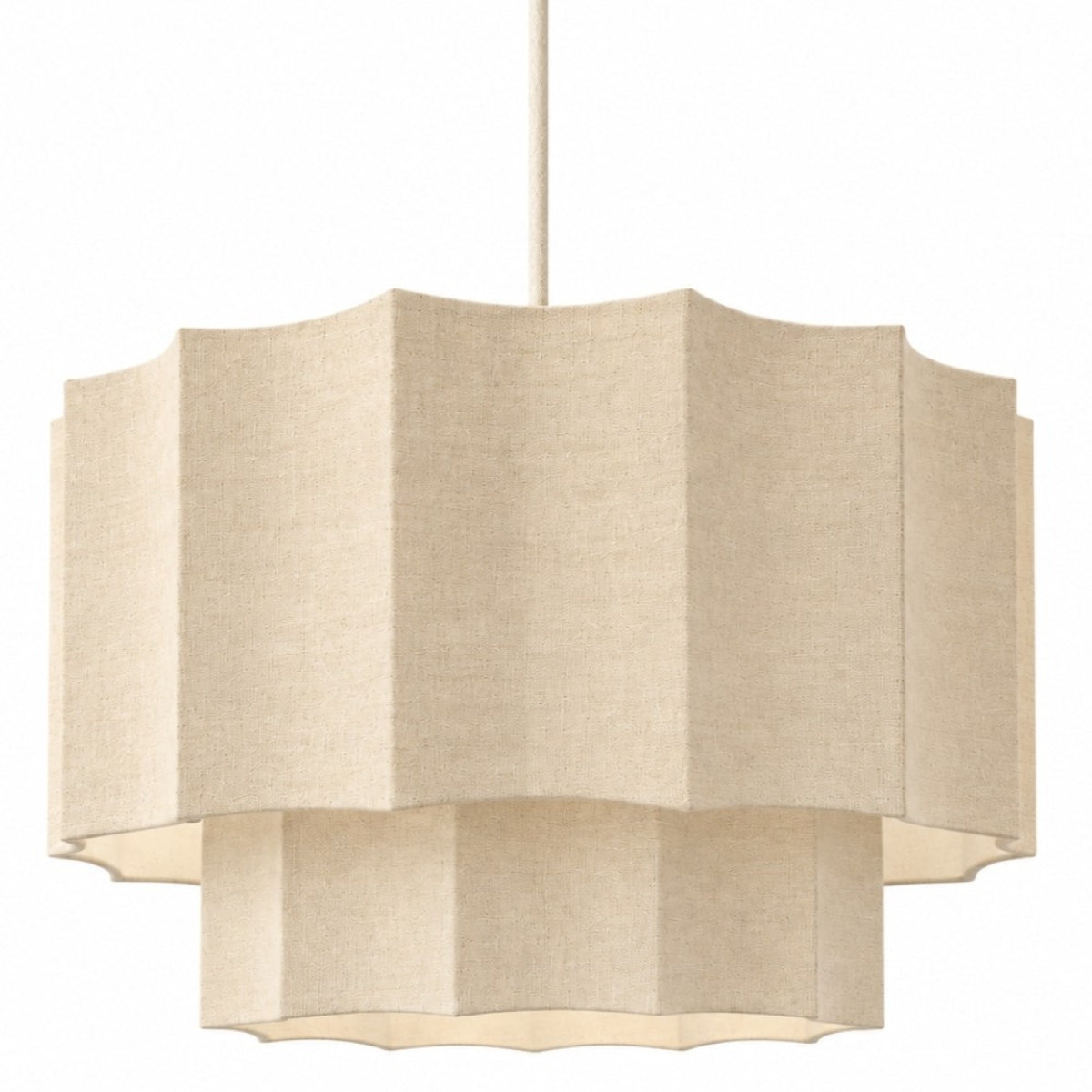 CGC Catalina Extra Large 52cm Oatmeal Linen Two Tier Inverted Scallop Lampshade