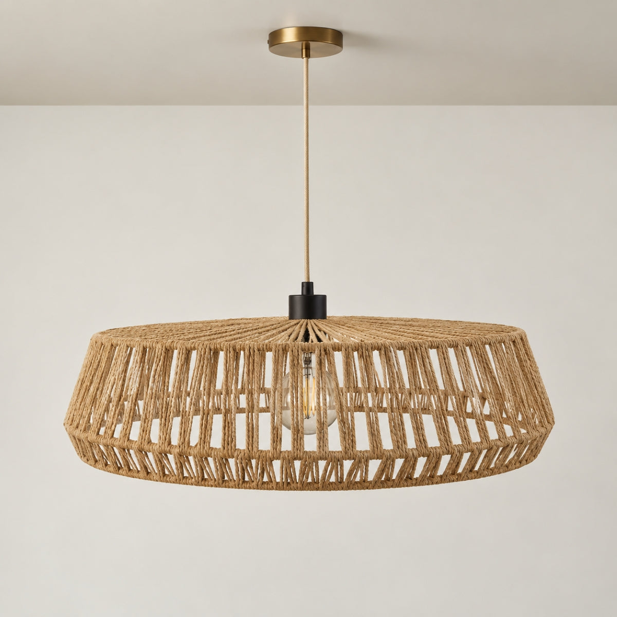 CGC Large 50cm Natural String Round Woven Easy Fit Lampshade