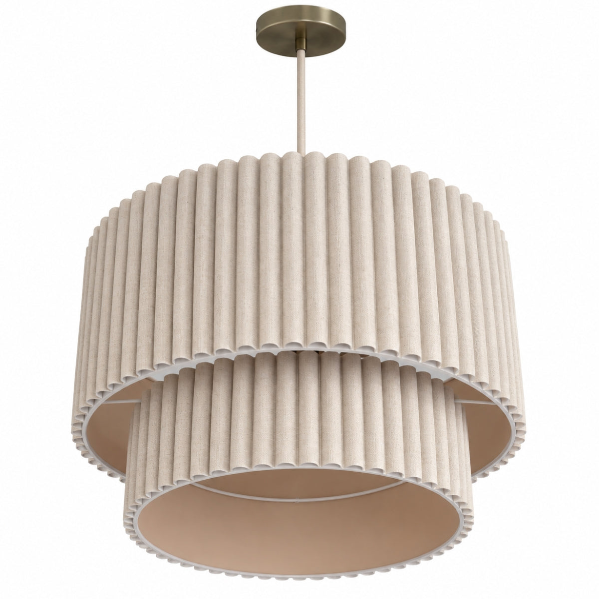 CGC Allegra Oatmeal Linen Fine Scallop Two Tier Extra Large Layer Drum Lampshade