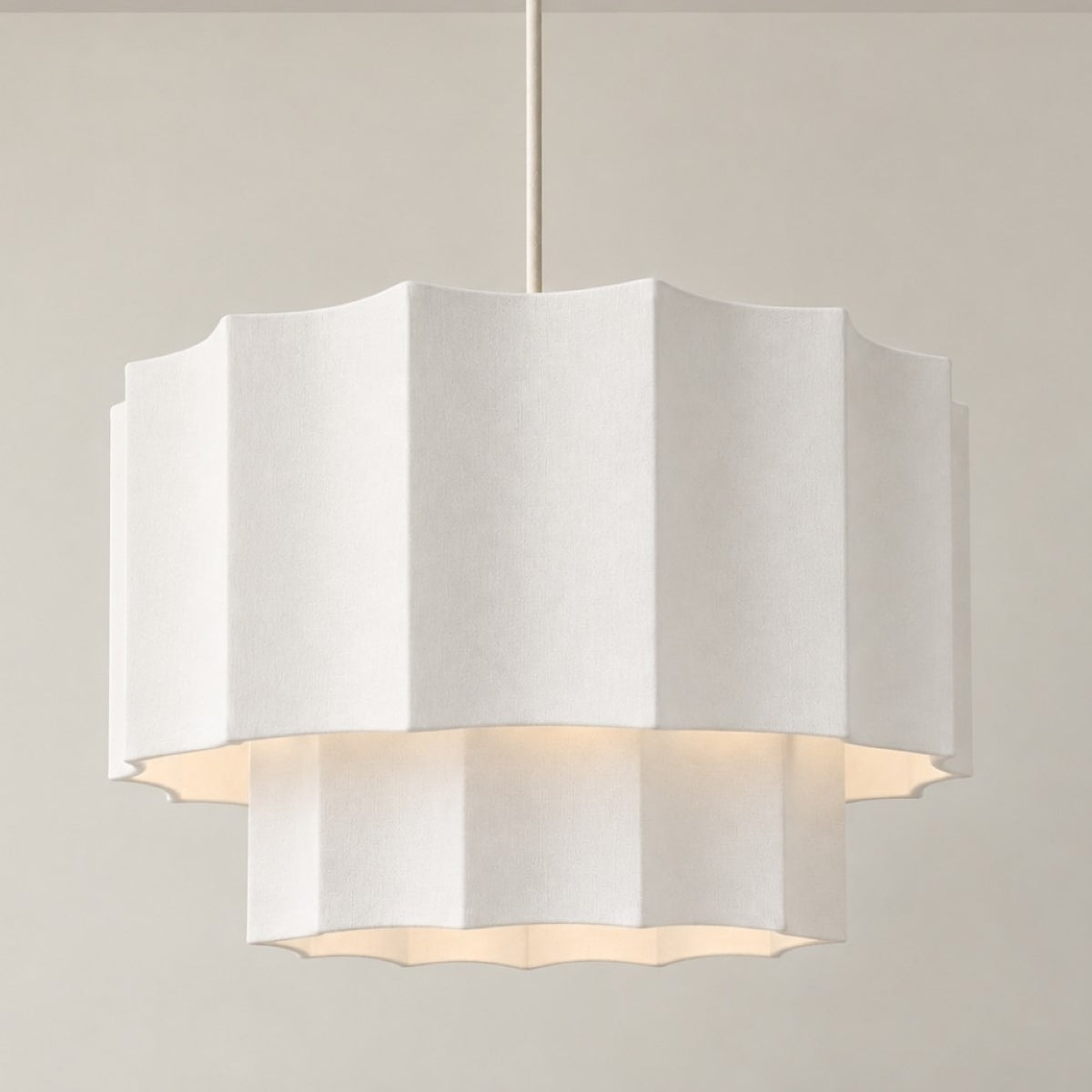 CGC Catalina Extra Large 52cm Pale Grey Two Tier Inverted Scallop Lampshade