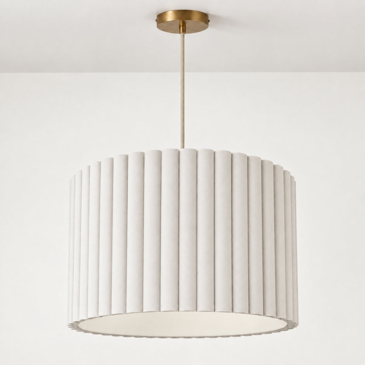 CGC Allegra Pale Grey Linen Fine Scallop Extra Large Drum Lampshade