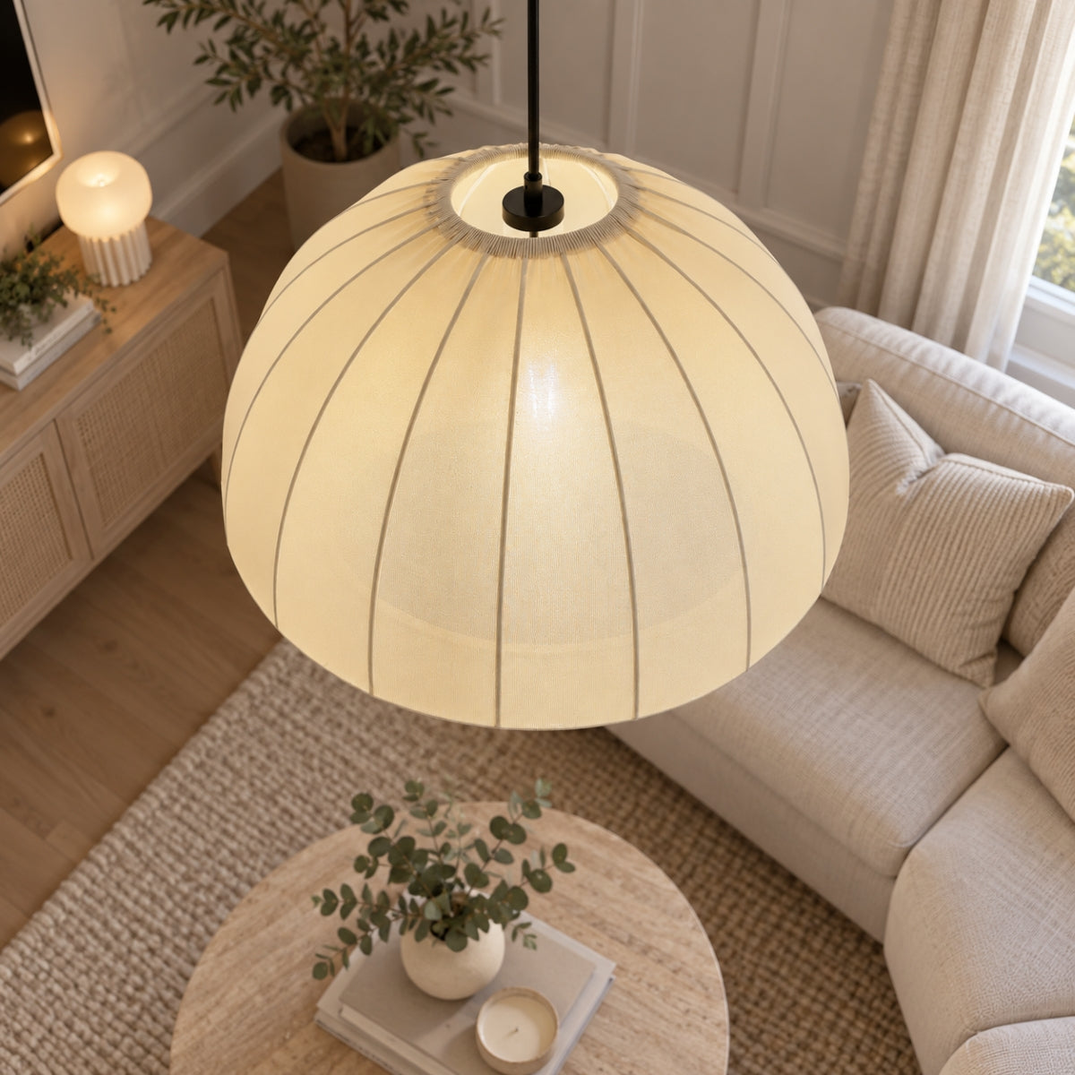 CGC Jolie Large 48cm Soft Ivory Stretch Smooth Fabric Dome Lampshade