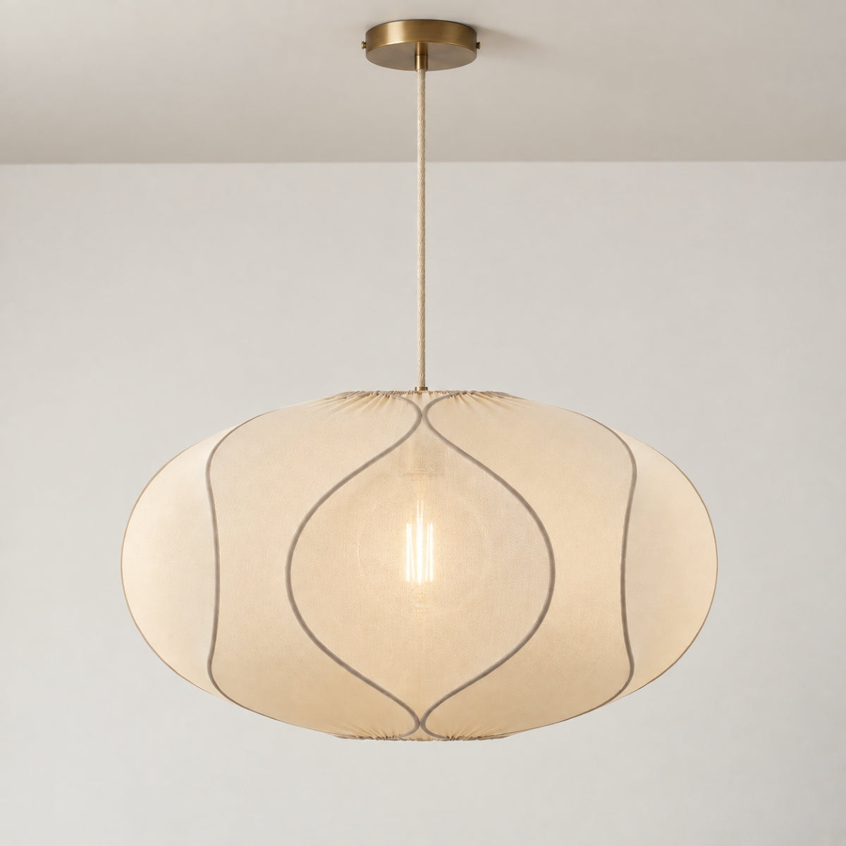 CGC Jolie Large 50cm Soft Ivory Stretch Smooth Fabric Round Organic Globe Lampshade