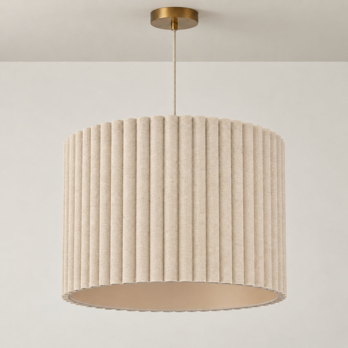 CGC Allegra Oatmeal Linen Fine Scallop Extra Large Drum Lampshade