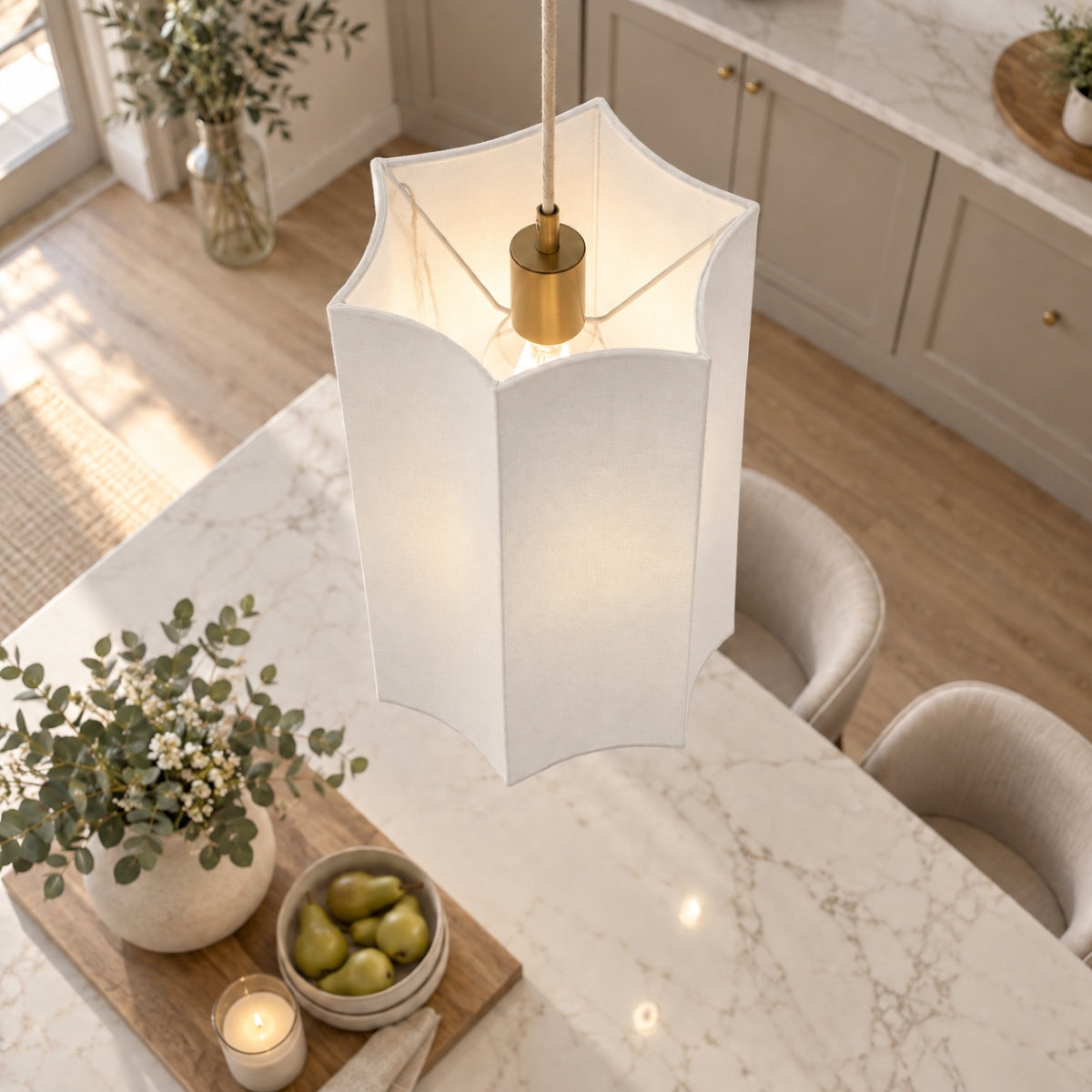 CGC Catalina Light Grey Inverted Scallop Cylinder Lampshade