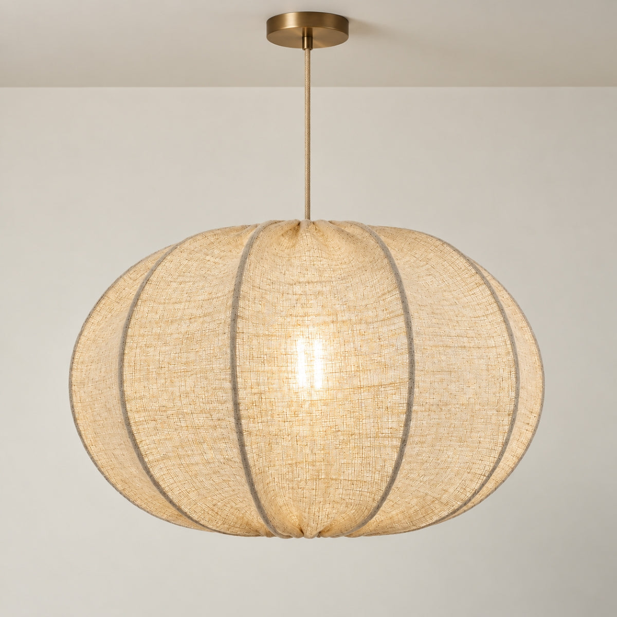 CGC Serafina Large Oval Oatmeal Loose Linen Fabric Lampshade