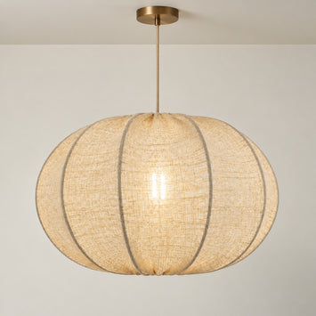 CGC Serafina Large Oval Oatmeal Loose Linen Fabric Lampshade
