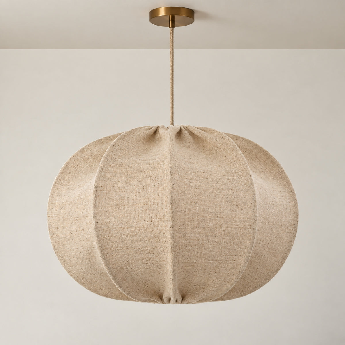 CGC Serafina Large Oval Oatmeal Loose Linen Fabric Lampshade