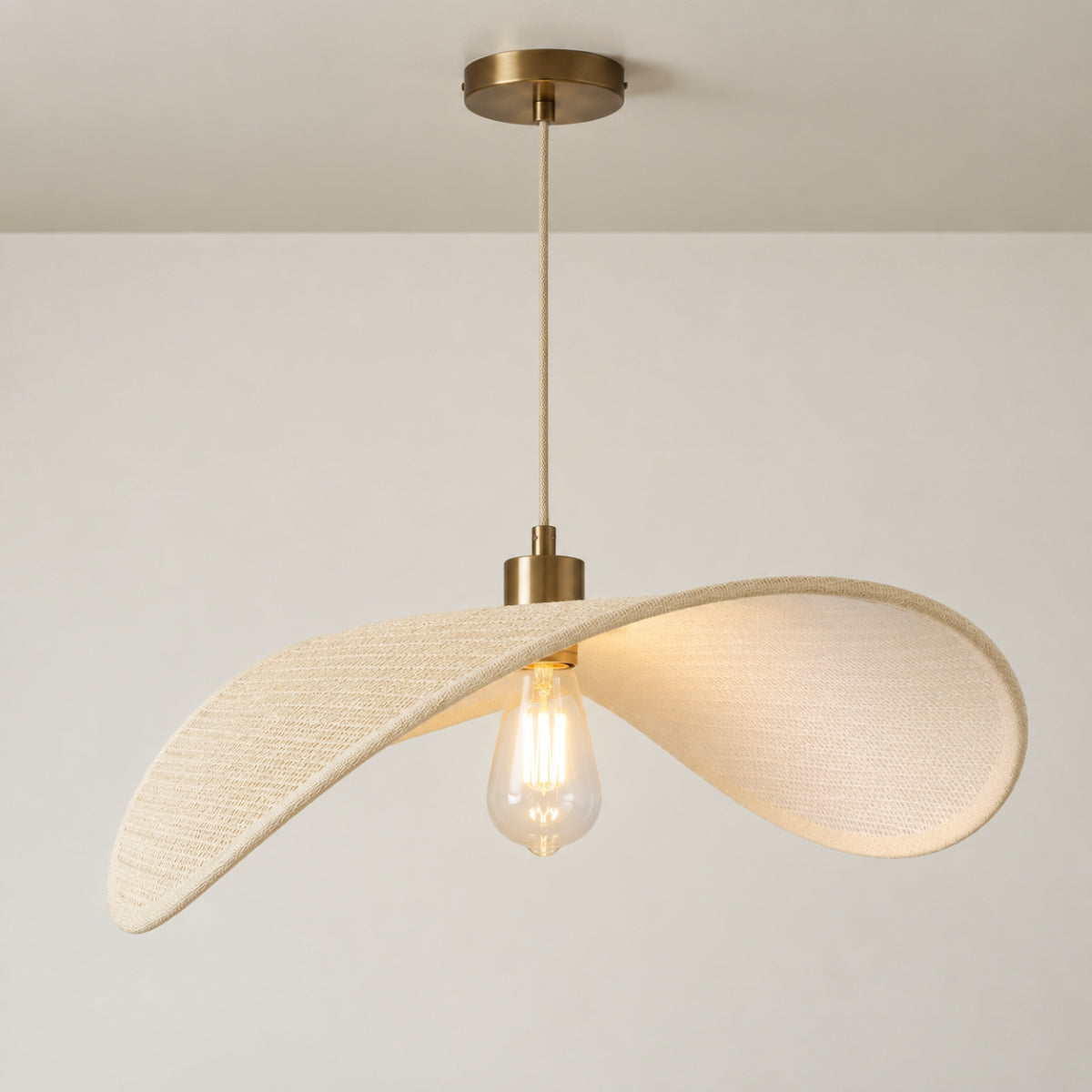 CGC Lyra 50cm White Knitted Fabric Curved Wave Easy Fit Lampshade