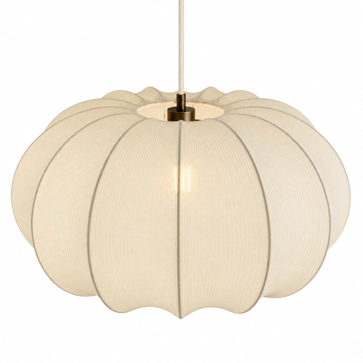 CGC LILA Extra Large 55cm Cream Oval Stretch Ribbed Cotton Fabric Lampshade