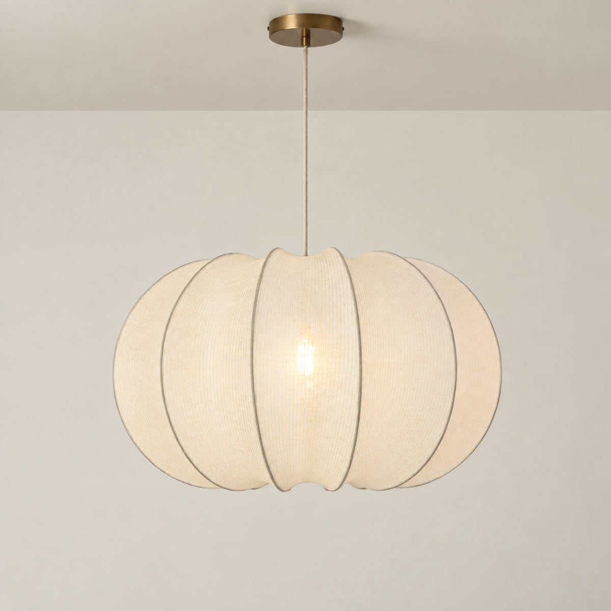 CGC LILA Extra Large 55cm Cream Oval Stretch Ribbed Cotton Fabric Lampshade