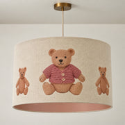 CGC BLAKE 45cm Large Oatmeal Linen Pink Teddy Bear Childrens Lamp Shade