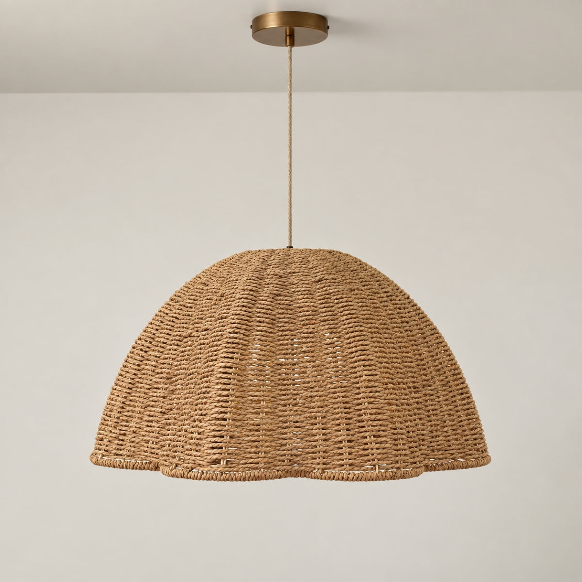 CGC Valeria 50cm Large Paper Rattan Scallop Dome Lampshade