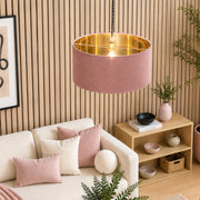 CGC MILANO Mauve & Gold Oversized Large Velvet Fabric Lamp Shade