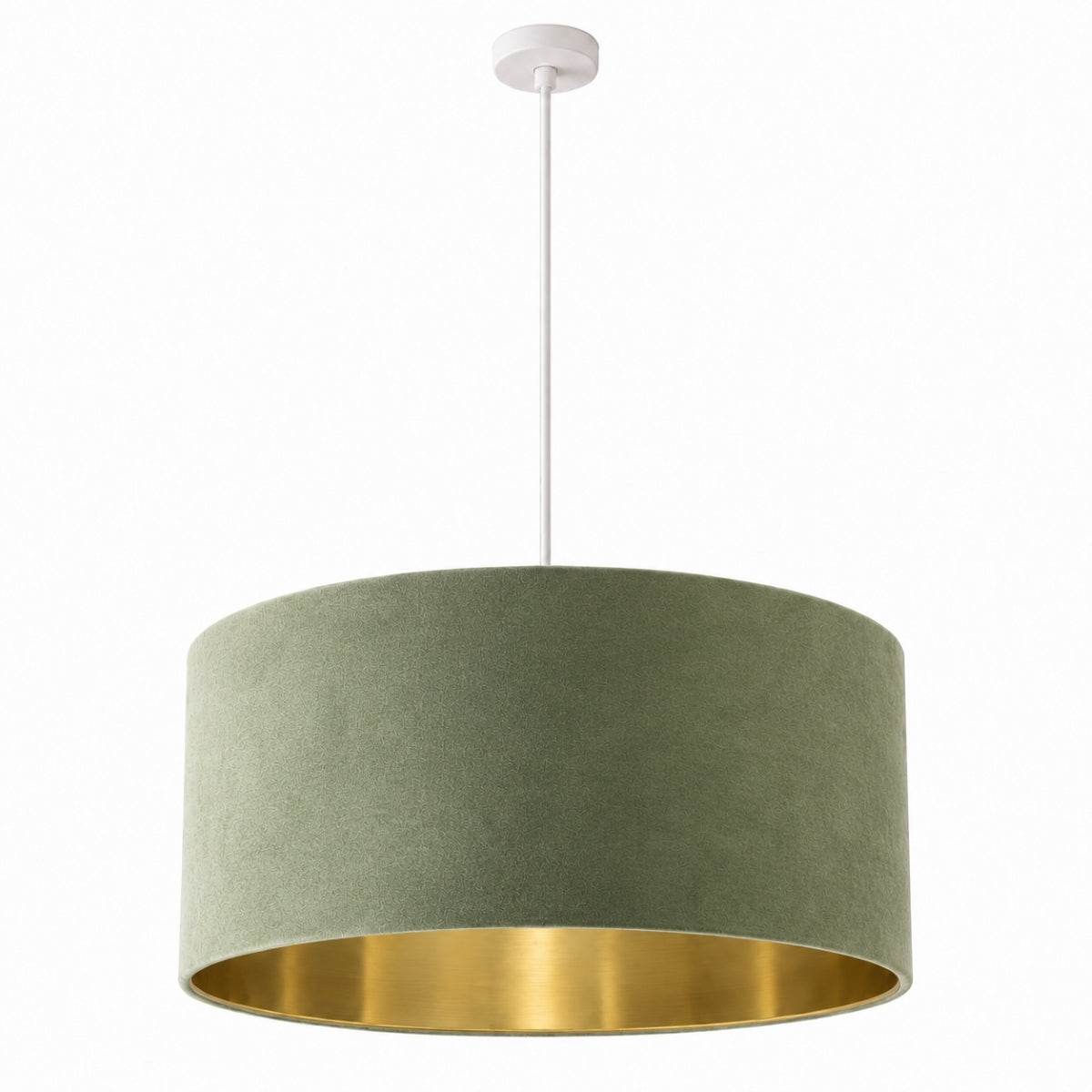 CGC MILANO Olive Green & Gold Oversized Large Velvet Fabric Lamp Shade