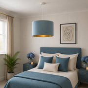 CGC NILA Luxury Teal Velvet & Gold Inner Round Pendant Drum Lamp Shade