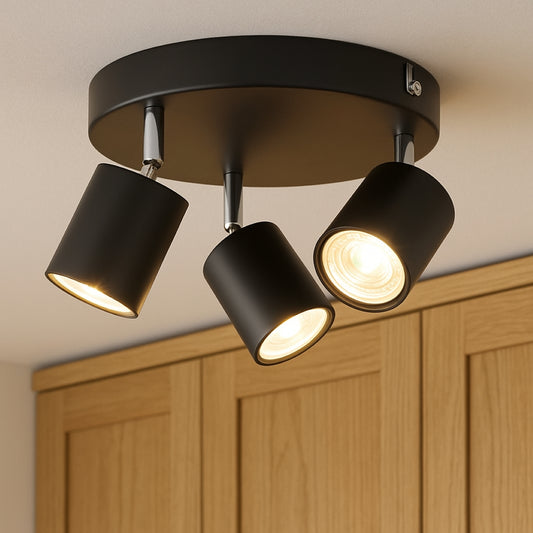 CGC JACK Black Three Head GU10 Ceiling Spot Light