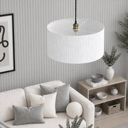 CGC Ramona 46cm White Ruffled Paper Large Round Drum Lampshade with Diffuser