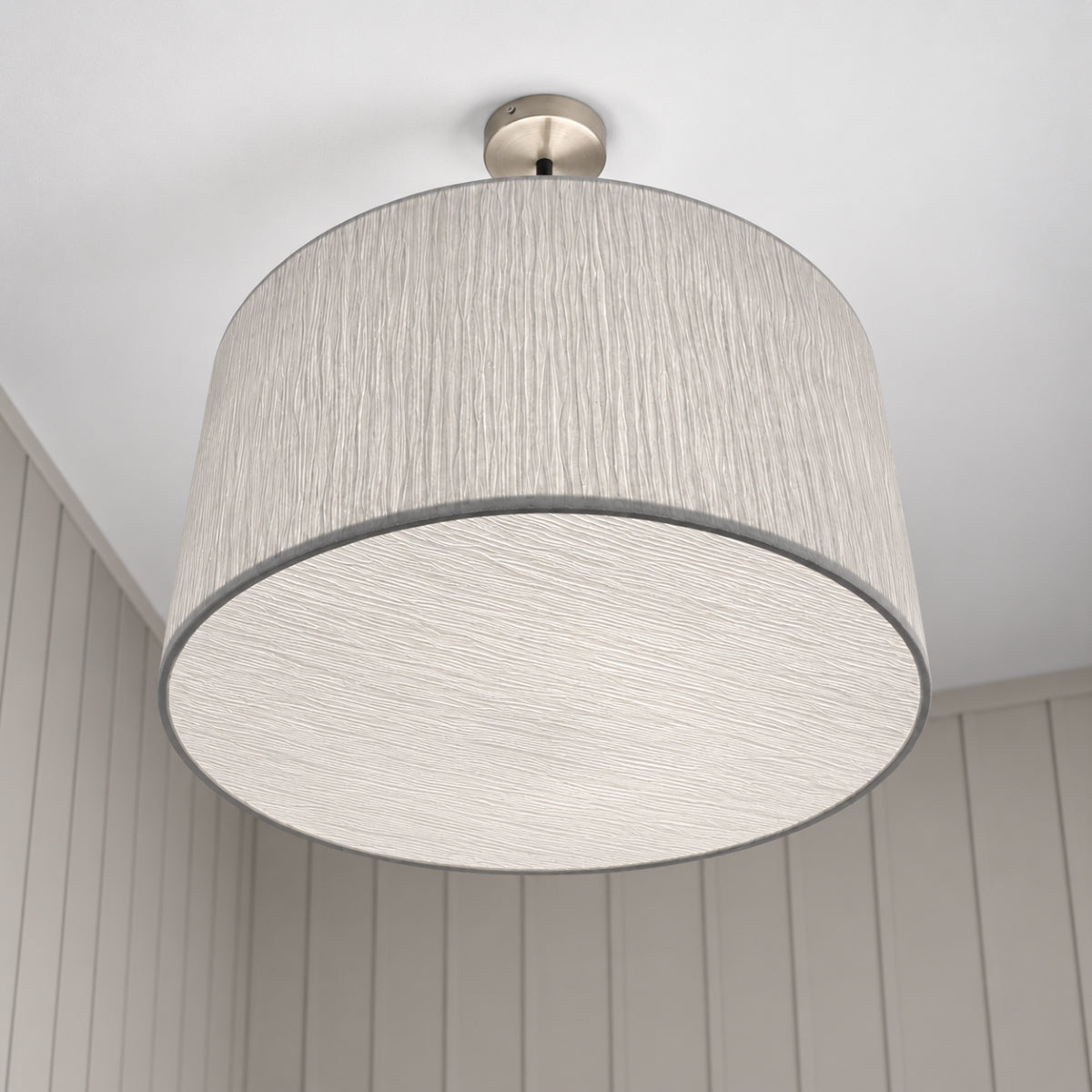 CGC Ramona 46cm White Ruffled Paper Large Round Drum Lampshade with Diffuser