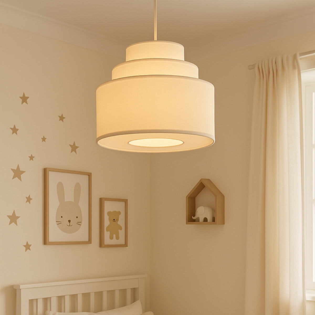 CGC SELINA Tiered Layered Lampshade White Fabric