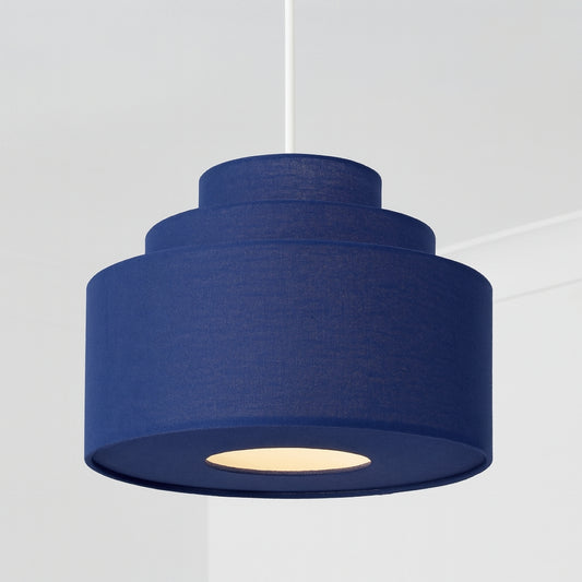CGC SELINA Tiered Layered Lampshade Navy Fabric