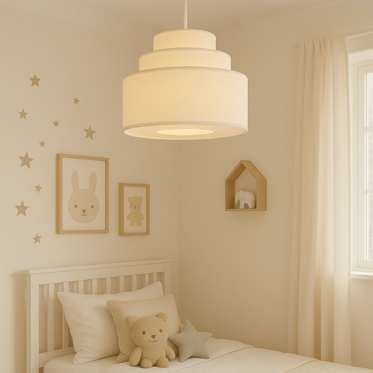 CGC SELINA Tiered Layered Lampshade White Fabric
