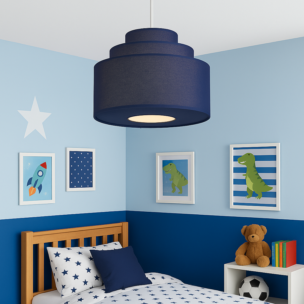 CGC SELINA Tiered Layered Lampshade Navy Fabric