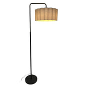 CGC Kyra Matt Black Angled Floor Lamp with Large Scalloped Lampshade