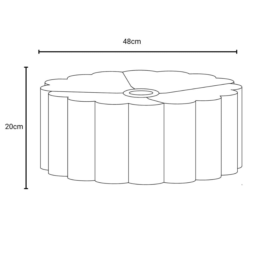 Line drawing of a circular object with dimensions labeled