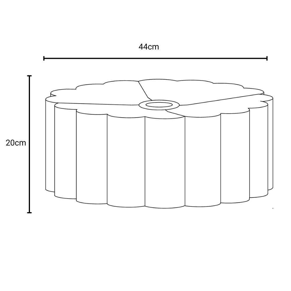 Line drawing of a circular object with dimensions labeled