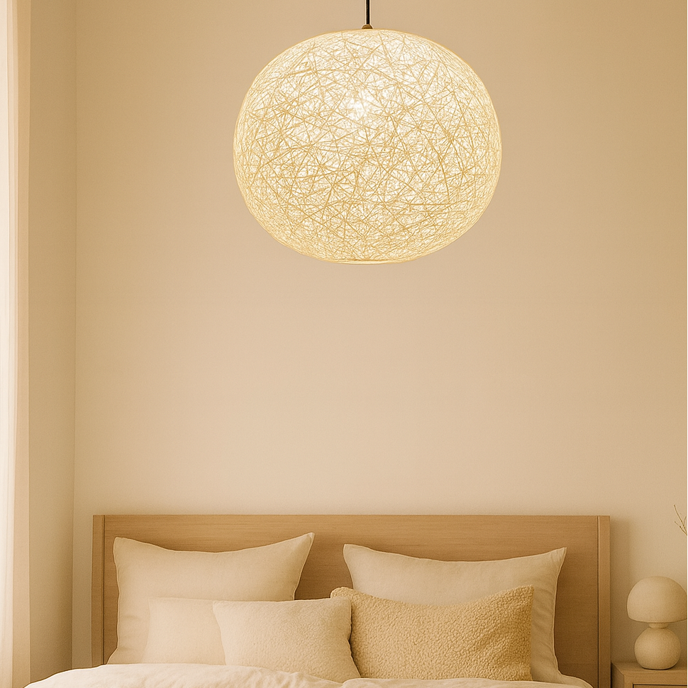 CGC CLARA Cream Large 40cm Round Globe Rattan Weave Lampshade