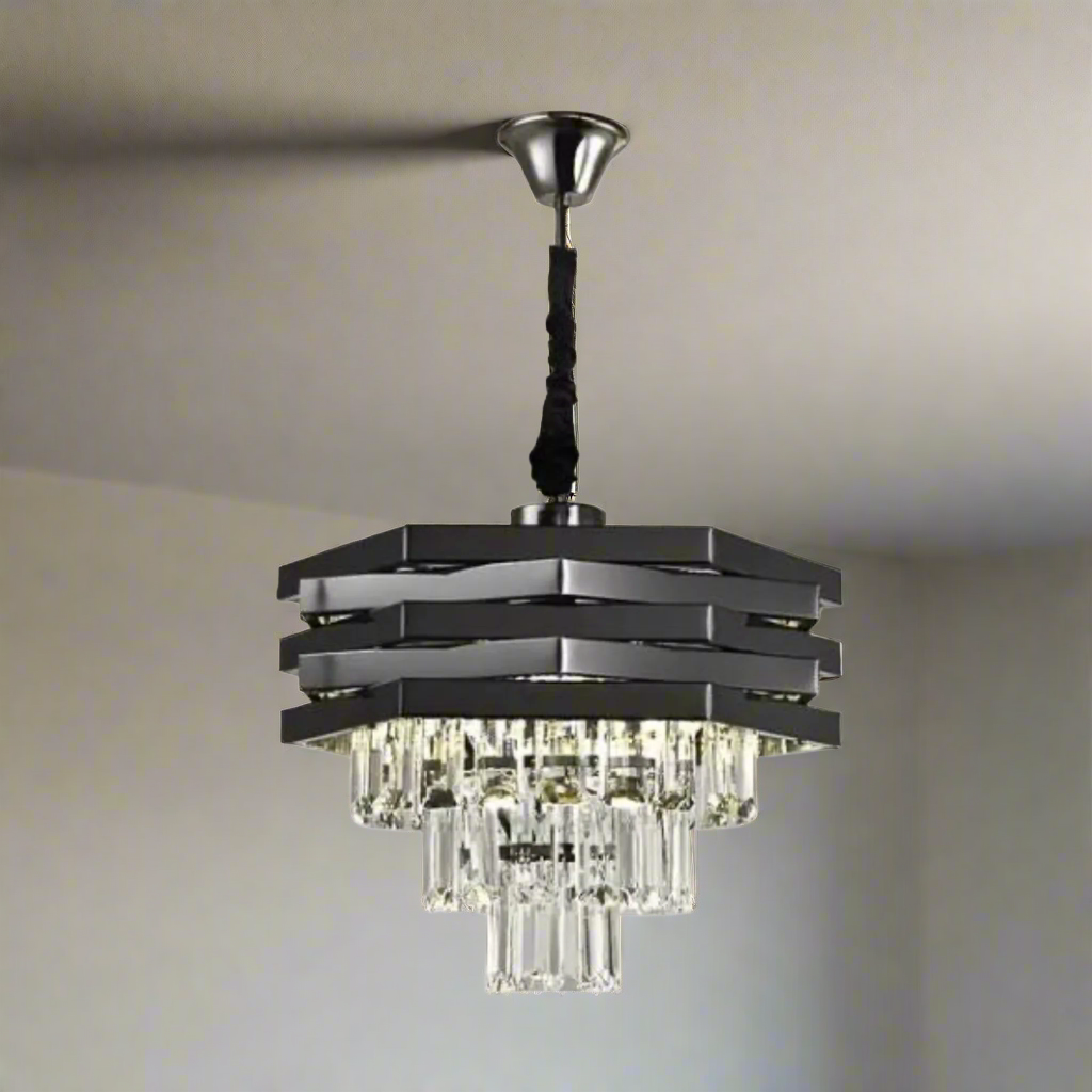 CGC KYLA Grey Smoke and Crystal adjustable ceiling light pendant