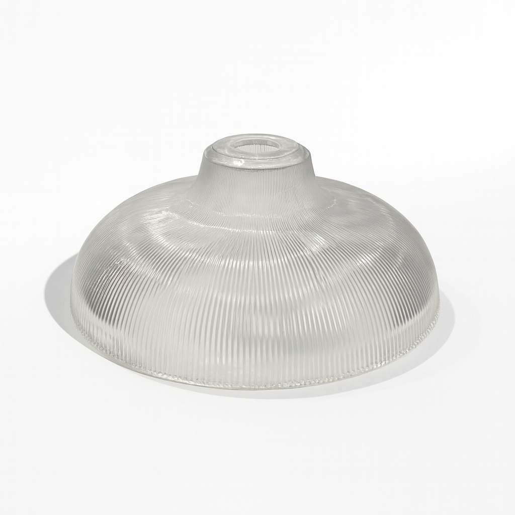 Clear plastic dome-shaped object on a white background
