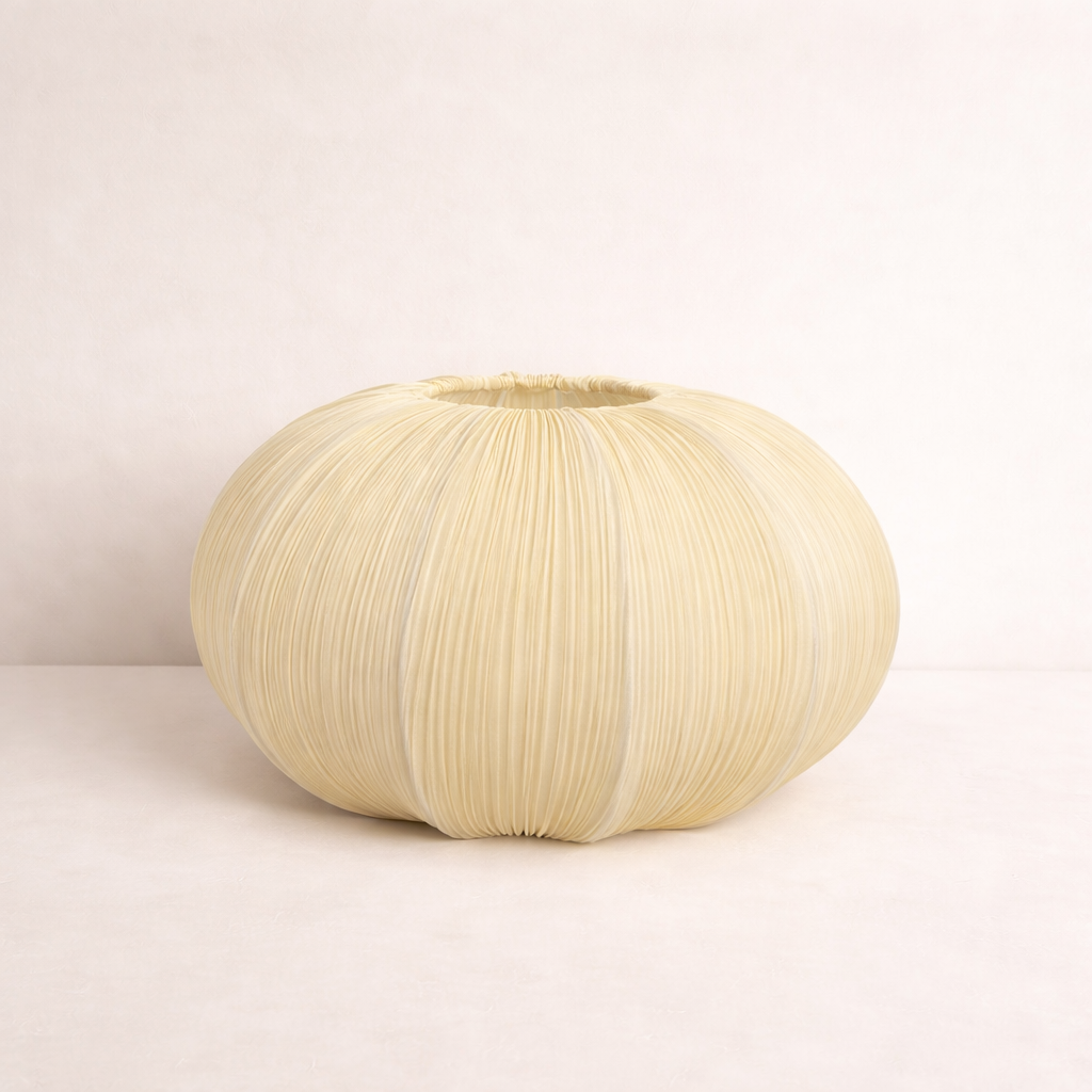 CGC Palmira Cream Extra Large Oval Stretch Ruffled Silk Fabric Lampshade