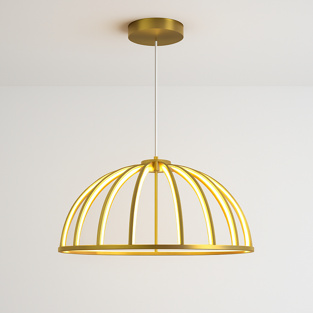 CGC PARAPLU 2 Hemisphere 60cm Satin Gold LED Ceiling Pendant Light