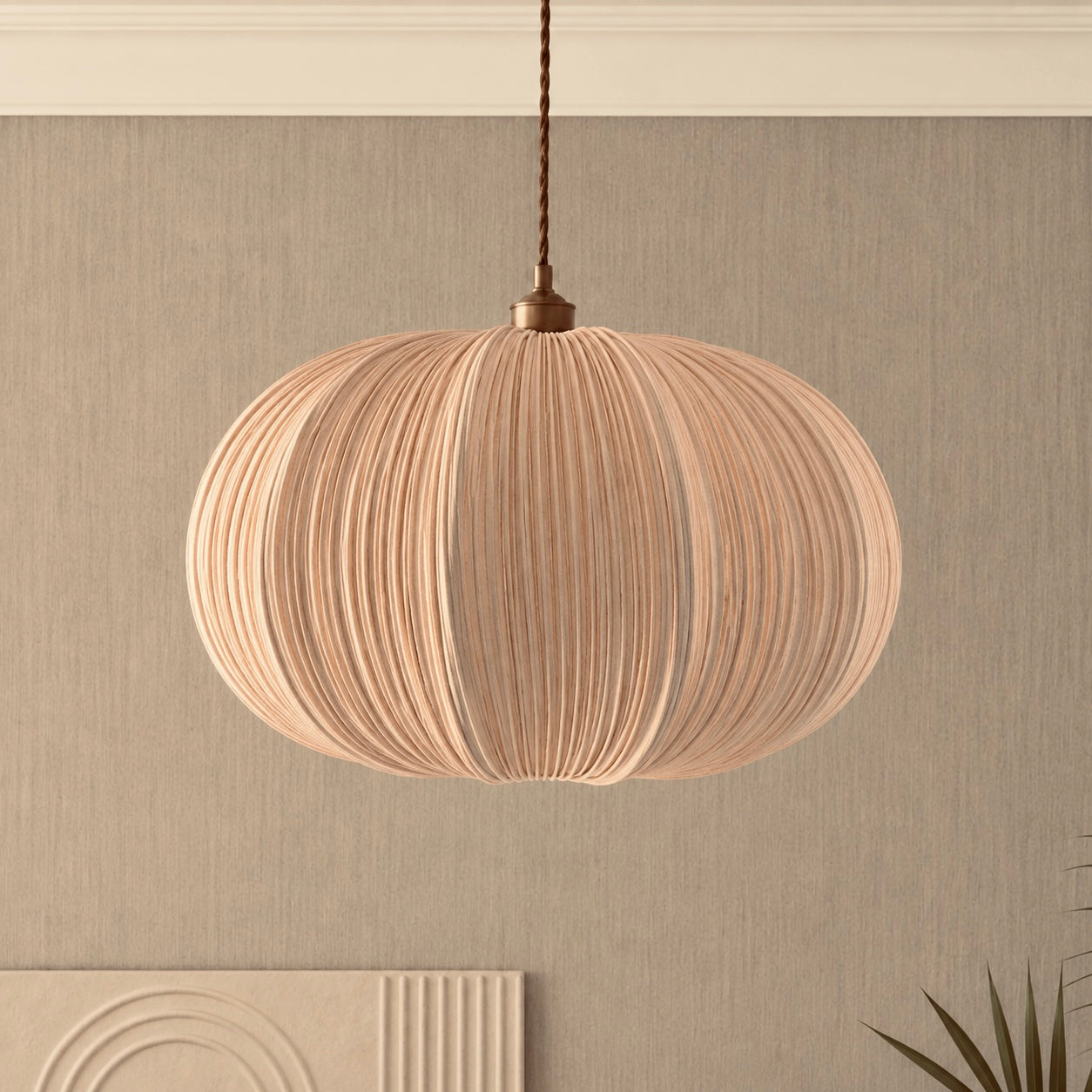 CGC Palmira Champagne Extra Large Oval Stretch Ruffled Silk Fabric Lampshade