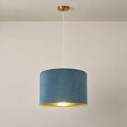 CGC NILA Luxury Teal Velvet & Gold Inner Round Pendant Drum Lamp Shade
