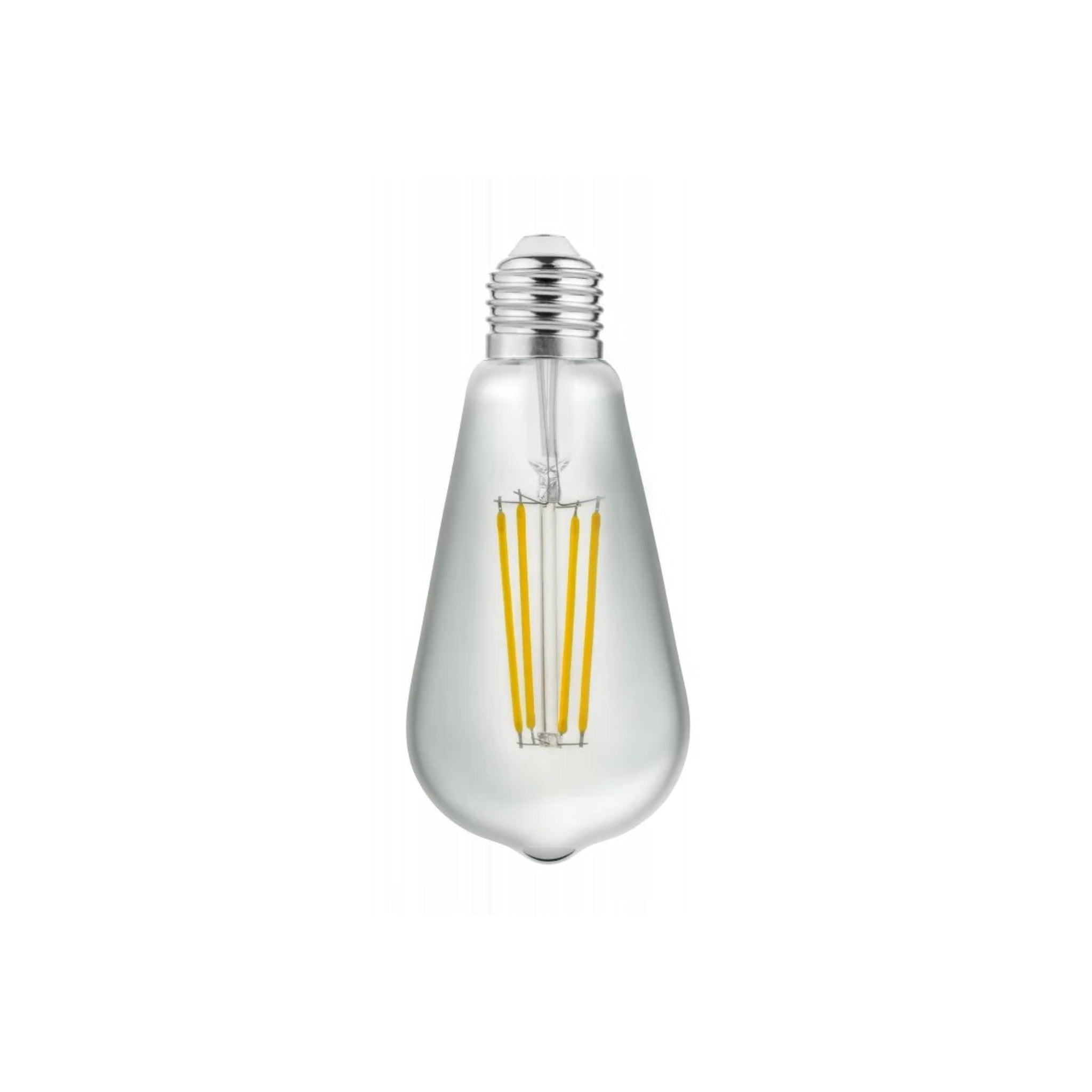 Our natural white LED bulbs have a visible filament for a distinctive look that will complement an array of home decors. The clear glass gives the bulb a vintage feel.  Not only is it a decorative feature light bulb, but it also has low energy consumption, making it both practical and ideal for mood lighting.