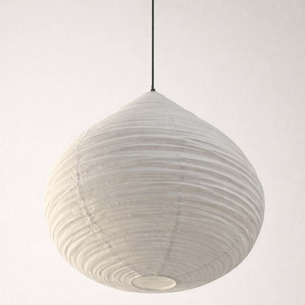 White textured pendant light on a white background