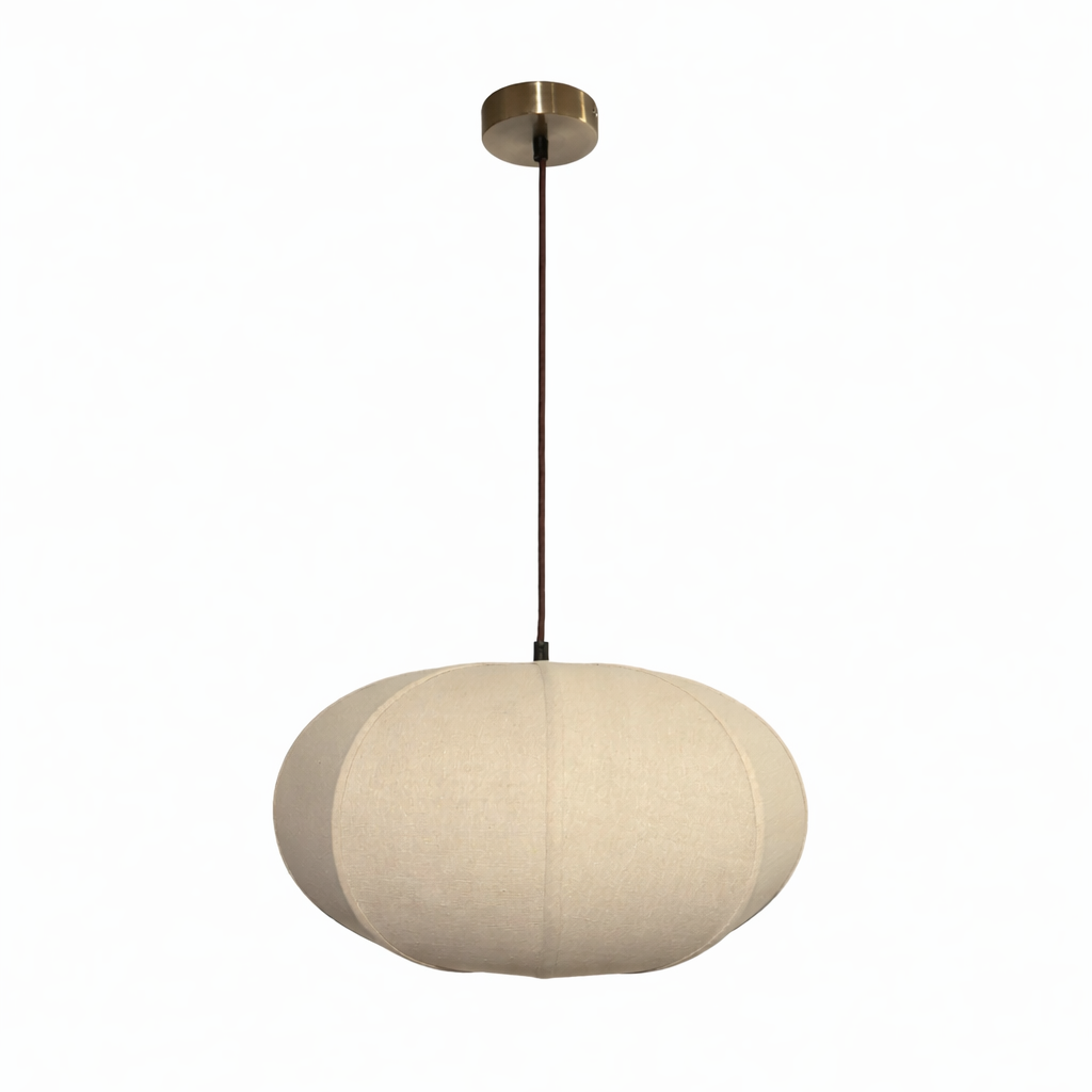 CGC LIBBY Large Oatmeal Rounded Stretch Linen Fabric Lampshade