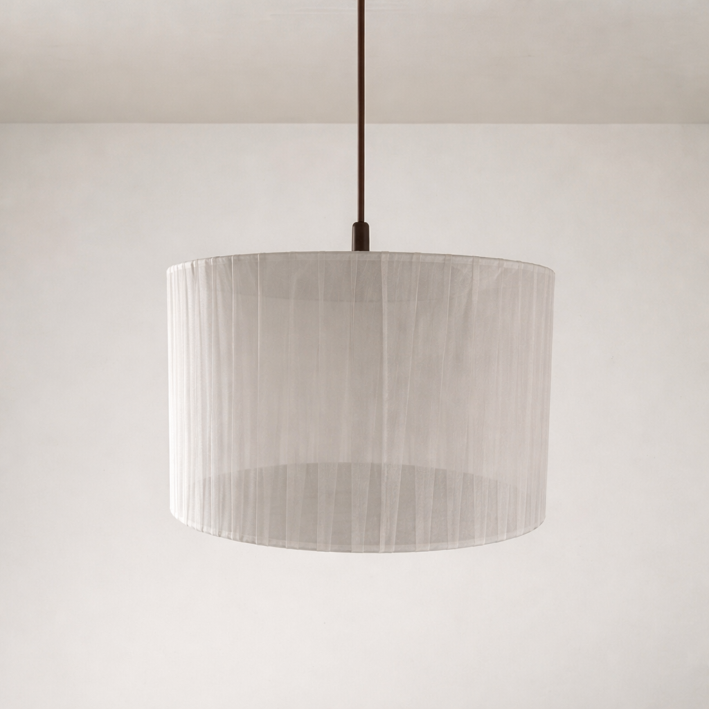 CGC Sylvie Silk Pleated Grey Round Drum Lamp Shade