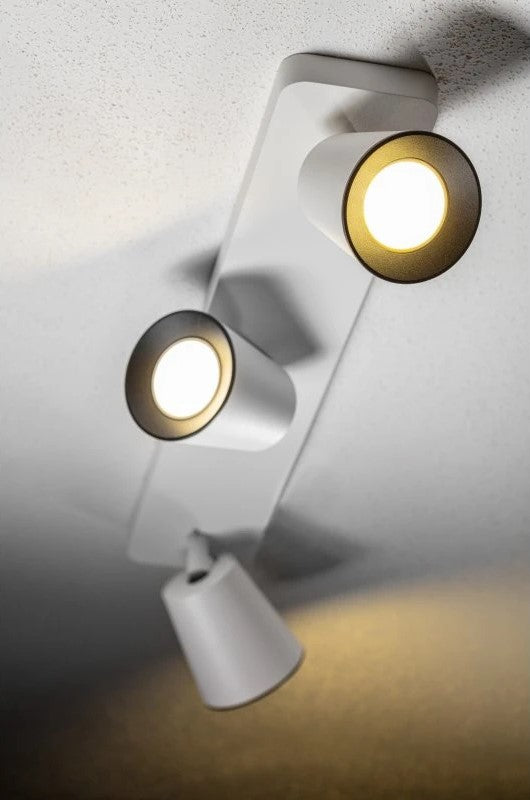 CGC ELLI White Triple Cylinder Surface Mounted Adjustable Spotlights with a Choice of Black or White Inner