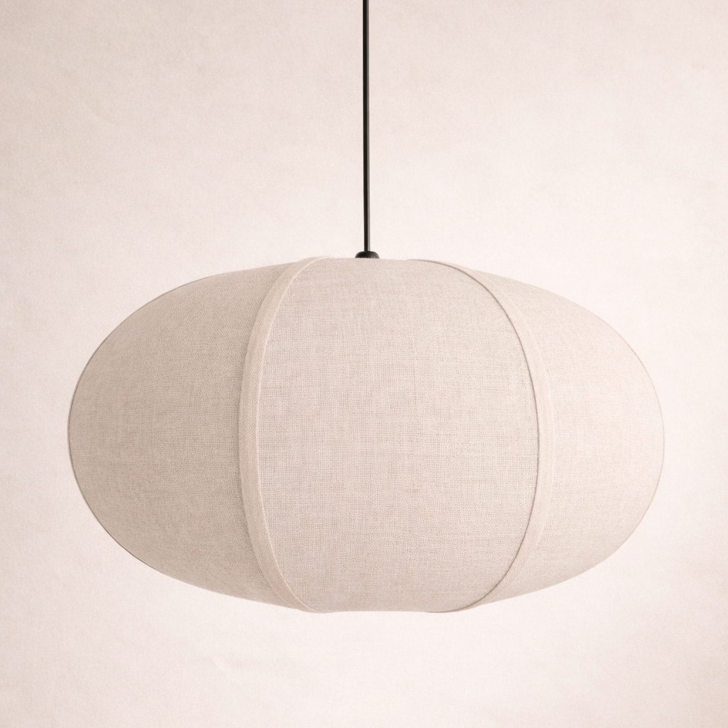 Beige pendant lamp on a plain background
