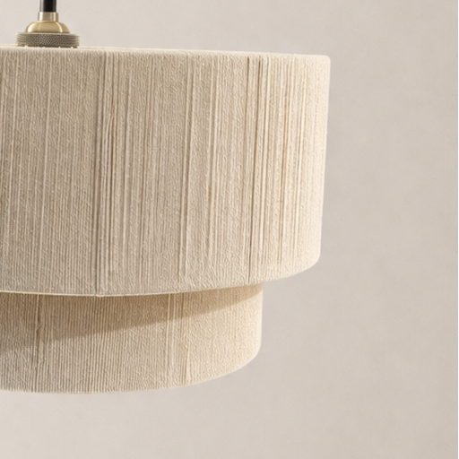 Beige pendant lamp on a plain background